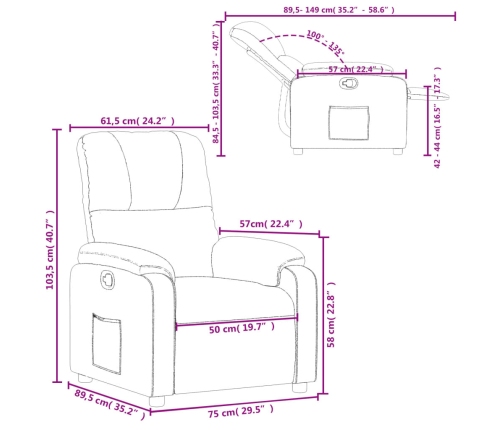 Sillón reclinable tela de microfibra gris taupe