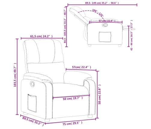 Sillón reclinable tela de microfibra color crema