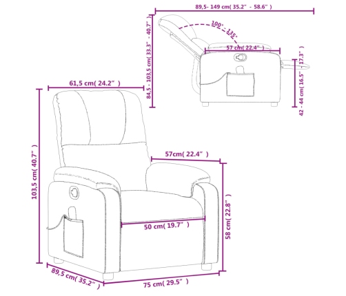 Sillón reclinable de masaje tela de microfibra marrón