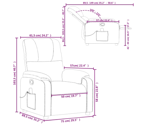 Sillón reclinable de masaje tela de microfibra gris claro