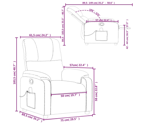 Sillón reclinable de masaje tela de microfibra gris oscuro