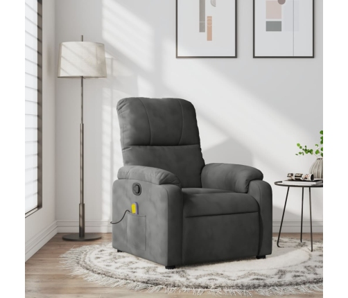 Sillón reclinable de masaje tela de microfibra gris oscuro