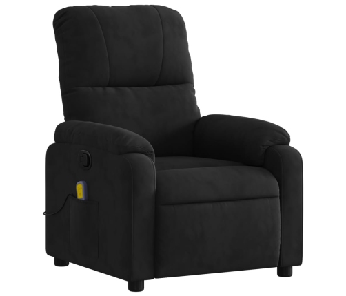 Sillón reclinable de masaje tela de microfibra negro