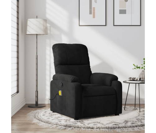 Sillón reclinable de masaje tela de microfibra negro