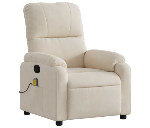 Sillón reclinable de masaje tela de microfibra beige