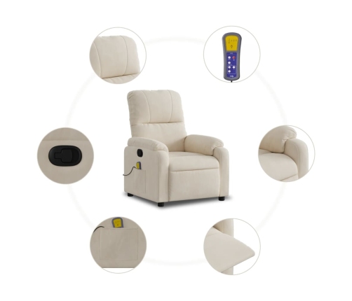 Sillón reclinable de masaje tela de microfibra beige