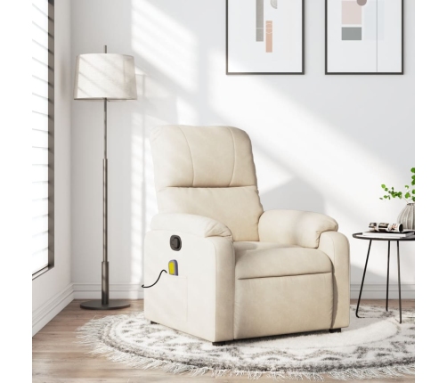 Sillón reclinable de masaje tela de microfibra beige