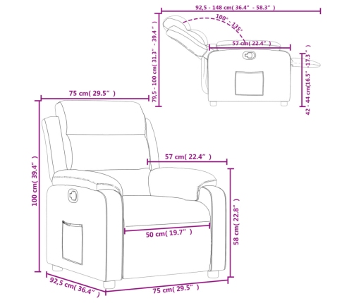 Sillón reclinable de tela gris claro