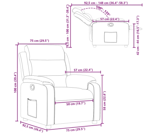 Sillón reclinable de cuero sintético negro