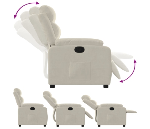 Sillón reclinable terciopelo blanco crema