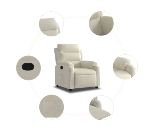 Sillón reclinable terciopelo blanco crema