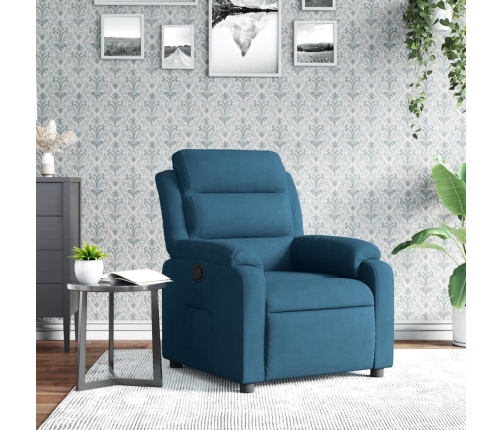 Sillón reclinable de terciopelo azul