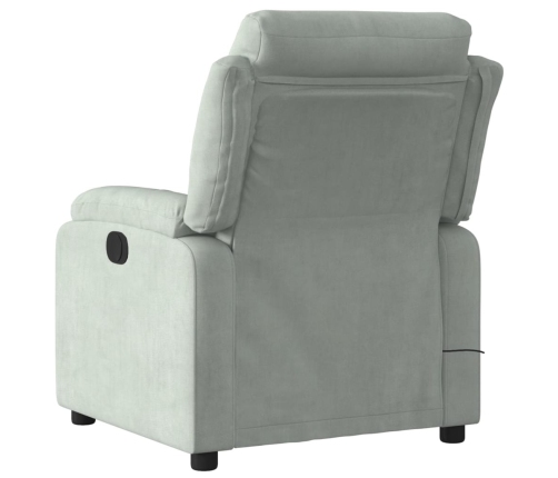 Sillón reclinable de masaje terciopelo gris claro