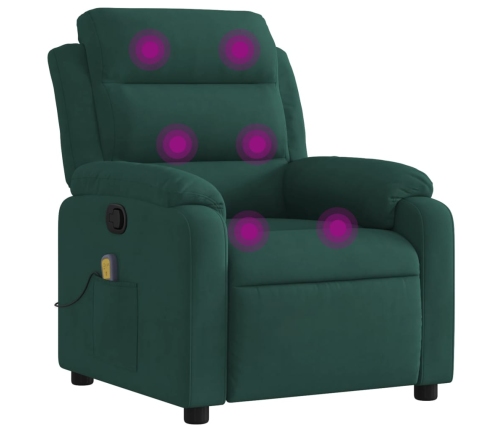 Sillón de masaje reclinable de terciopelo verde oscuro