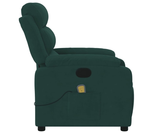 Sillón de masaje reclinable de terciopelo verde oscuro