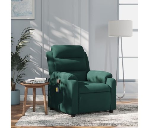 Sillón de masaje reclinable de terciopelo verde oscuro