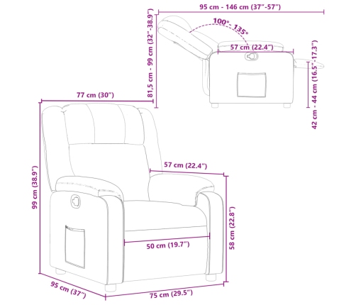 Sillón reclinable de cuero sintético negro