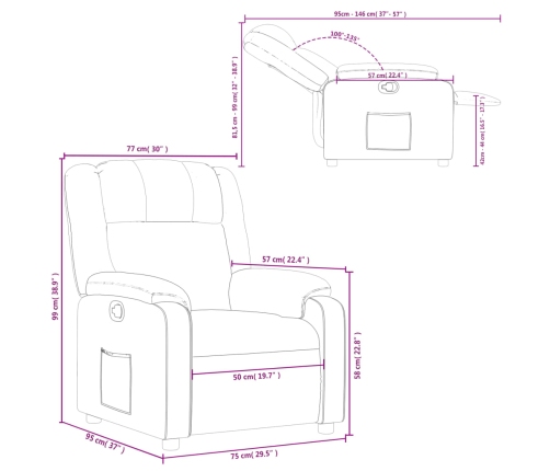 Sillón reclinable de cuero sintético marrón