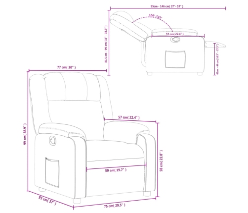 Sillón reclinable de cuero sintético rojo tinto