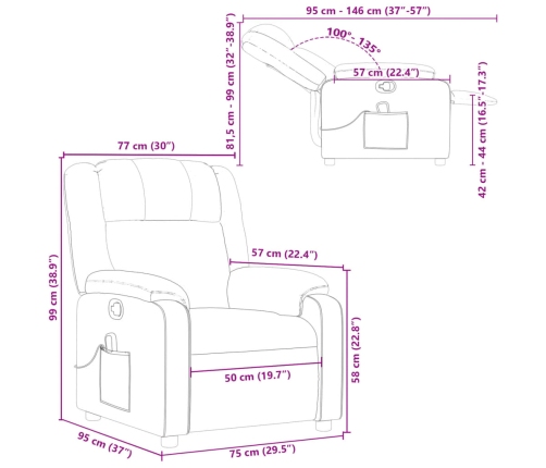 Sillón de masaje reclinable cuero sintético negro