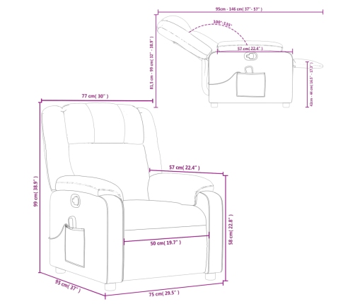 Sillón reclinable de masaje cuero sintético crema