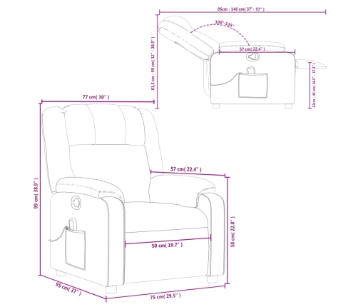 Sillón de masaje reclinable cuero sintético rojo