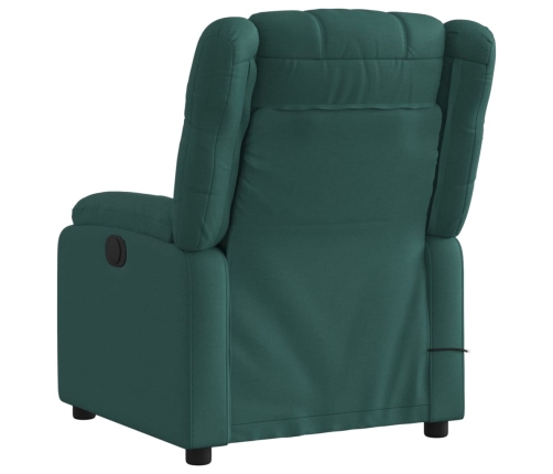 Sillón de masaje reclinable de tela verde oscuro