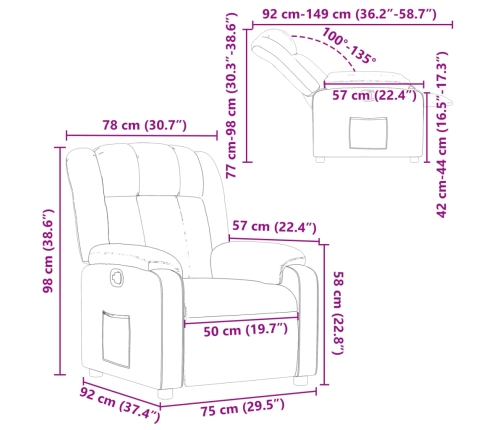 Sillón reclinable de cuero sintético negro