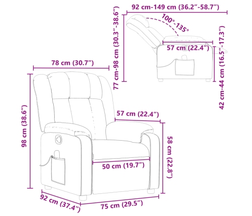 Sillón de masaje reclinable cuero sintético negro