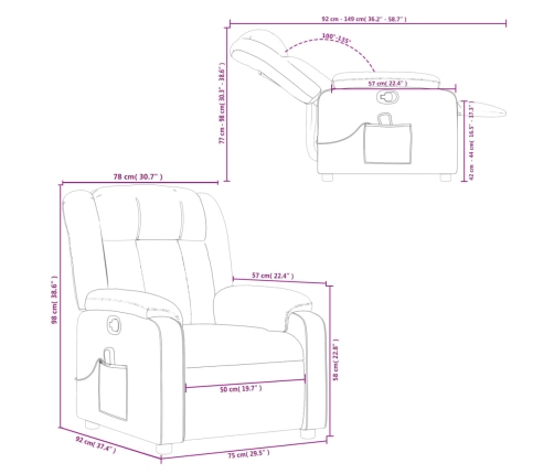 Sillón de masaje reclinable cuero sintético color capuchino