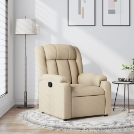 Sillón reclinable de tela crema