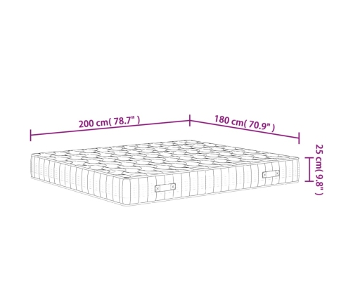Colchón de muelles ensacados firmeza media 180x200 cm