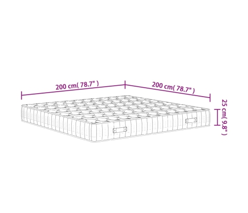 Colchón de muelles ensacados firmeza media 200x200 cm