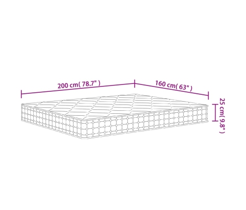 Colchón de muelles ensacados firmeza media 160x200 cm