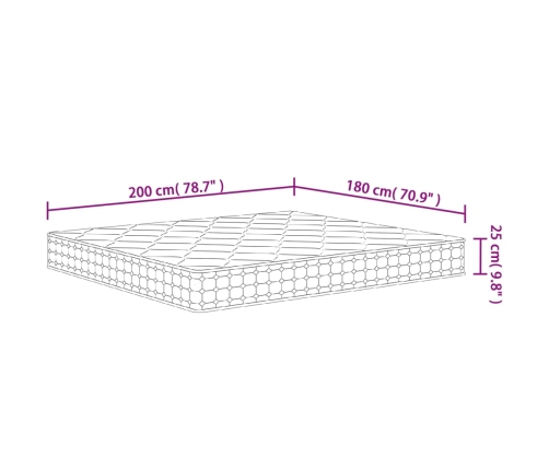 Colchón de muelles ensacados firmeza media 180x200 cm