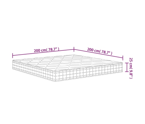 Colchón de muelles ensacados firmeza media 200x200 cm