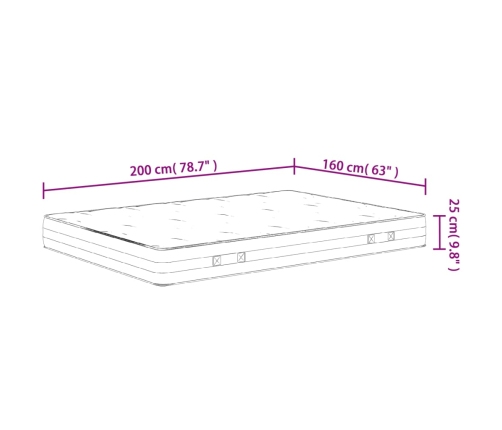 Colchón de muelles ensacados firmeza media 160x200 cm