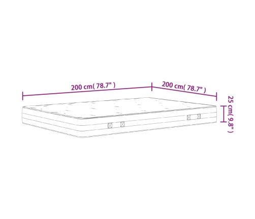 Colchón de muelles ensacados firmeza media 200x200 cm