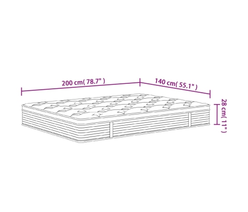 Colchón de muelles ensacados firmeza media 140x200 cm