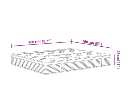 Colchón de muelles ensacados Super King Medium 160x200 cm