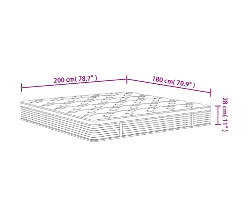 Colchón de muelles ensacados firmeza media 180x200 cm