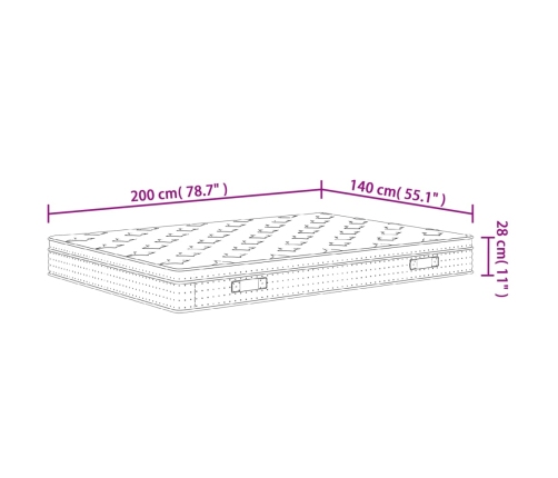 Colchón de muelles ensacados firmeza media 140x200 cm