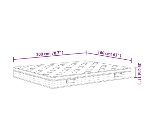 Colchón de muelles ensacados Super King Medium 160x200 cm