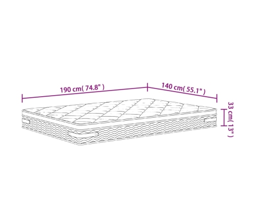 Colchón de muelles ensacados firmeza media plus 140x190 cm