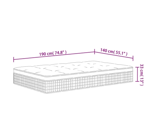 Colchón de muelles ensacados firmeza media plus 140x190 cm