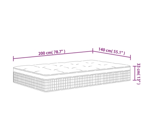 Colchón de muelles ensacados firmeza media plus 140x200 cm