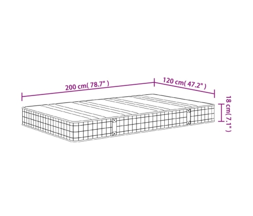 Colchón de muelles Bonnell firmeza media 120x200 cm