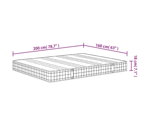 Colchón de muelles Bonnell firmeza media 160x200 cm