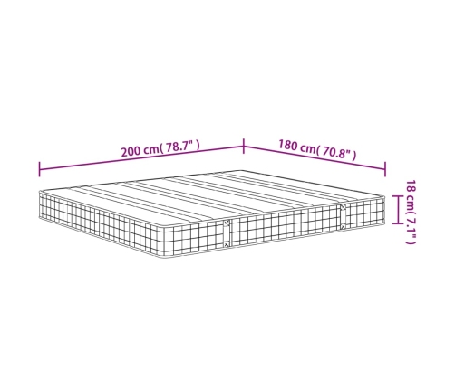 Colchón de muelles Bonnell firmeza media 180x200 cm