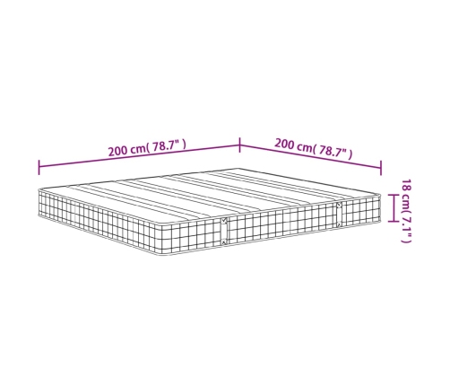 Colchón de muelles Bonnell firmeza media 200x200 cm